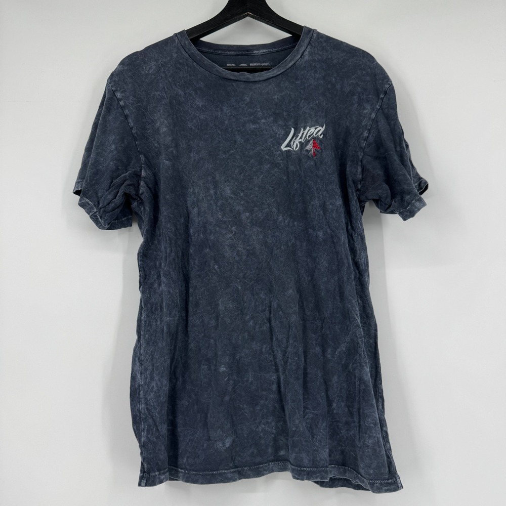 LRG Lifted Research Group Mens Medium Acid Wash Gray Black Graphic T-Shirt